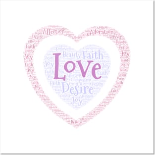 Word Cloud Original Art Double Heart Love Posters and Art